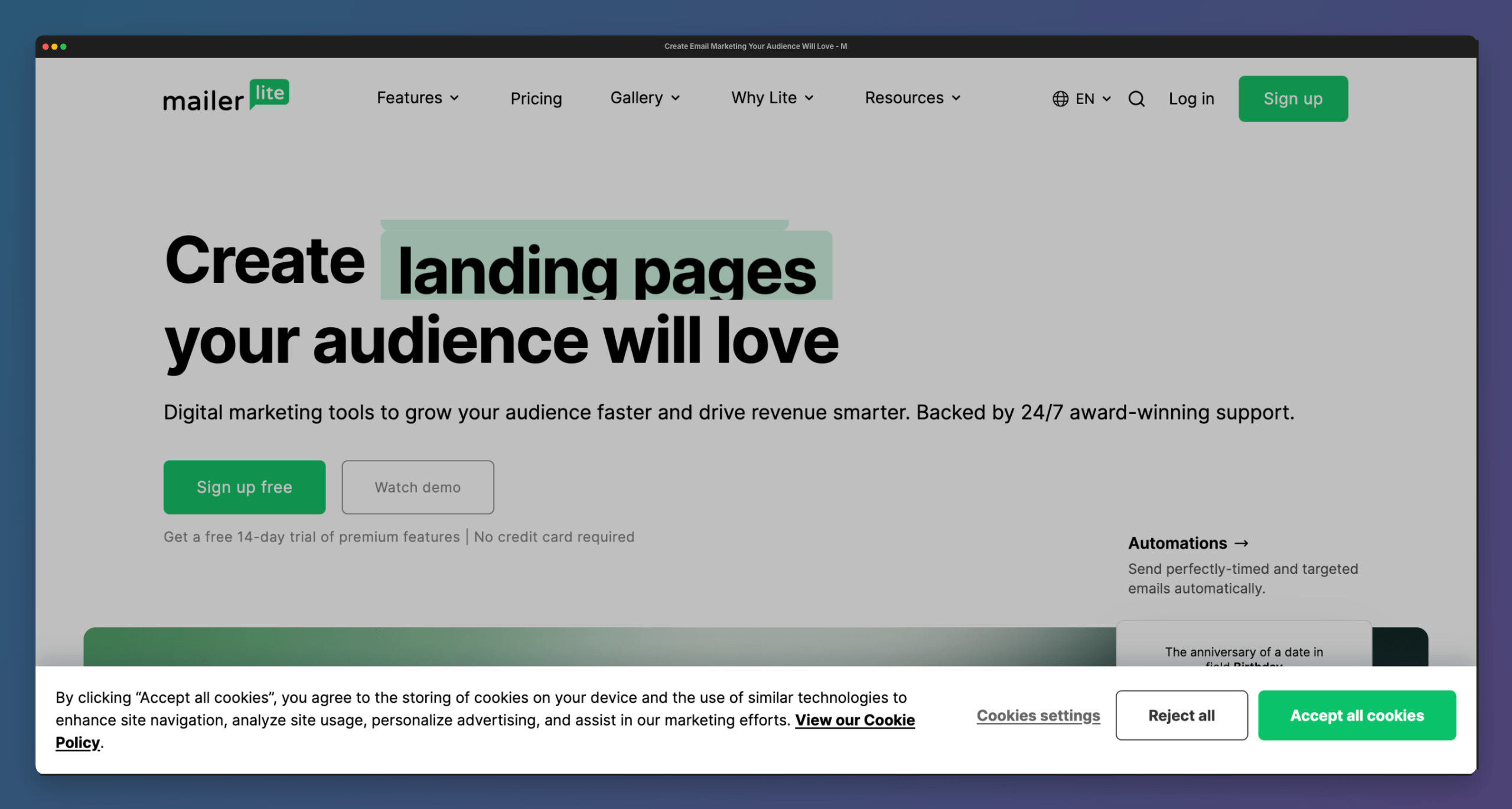 homepage mailerlite