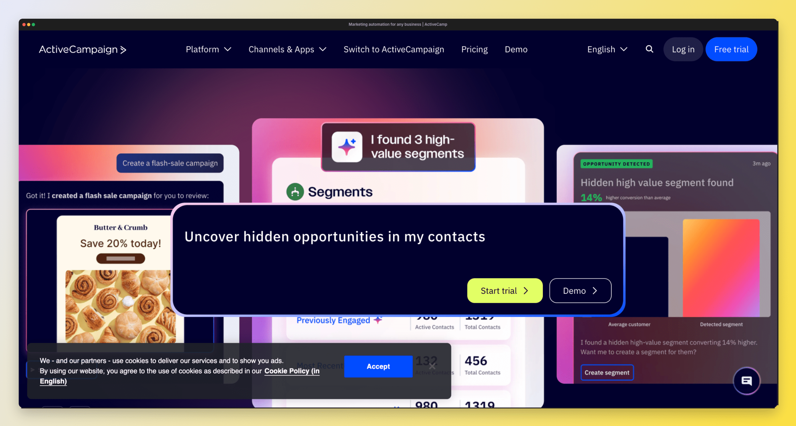 home page ActiveCampaign